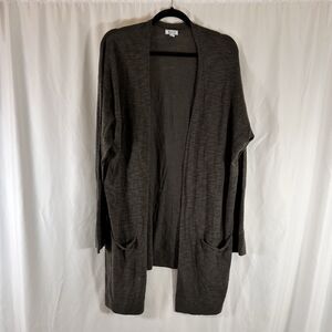 Susina Cardigan Women's 2X Grey Open Front Lightweight Pockets Long Sleeve